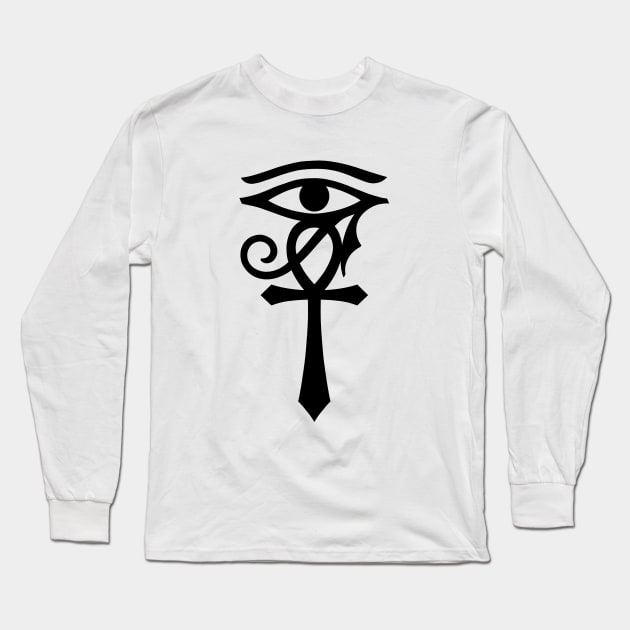 Egyptian symbol Ankh with Eye of Horus Long Sleeve T-Shirt by OccultOmaStore